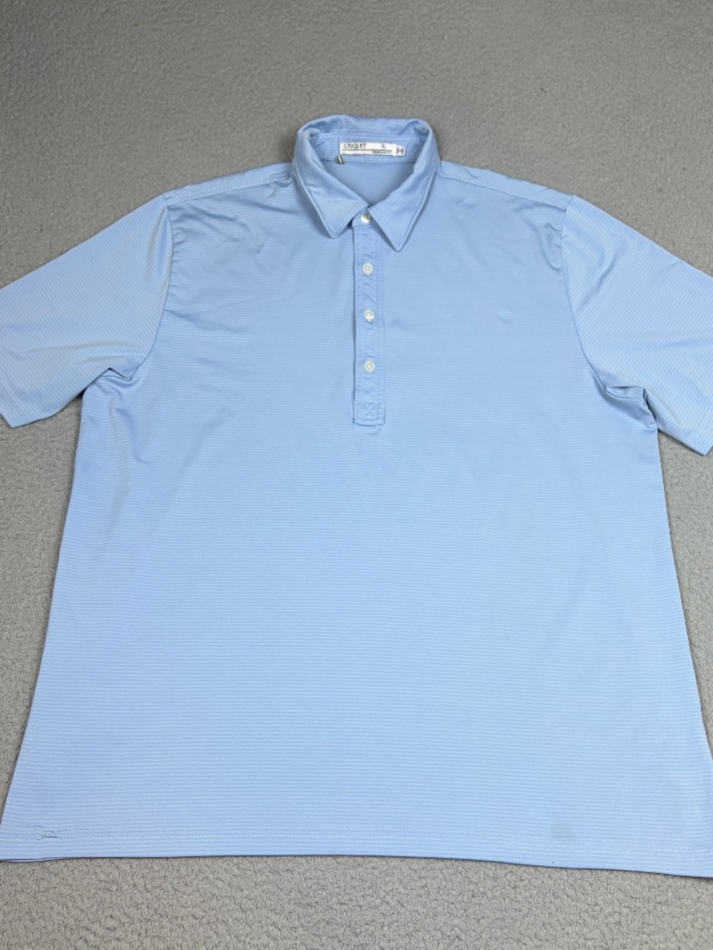 Criquet Polo Shirt Mens XL Blue Striped Performance Wear Golf Casual Stretch
